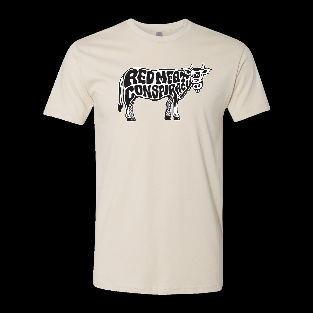 Red Meat Conspiracy cow T shirt natural color