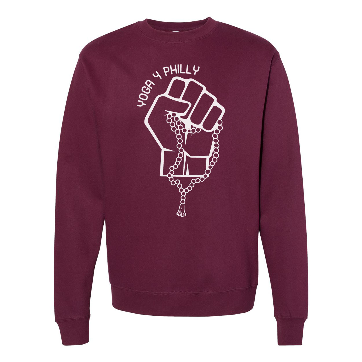 Yoga4Philly Midweight Maroon Crewneck