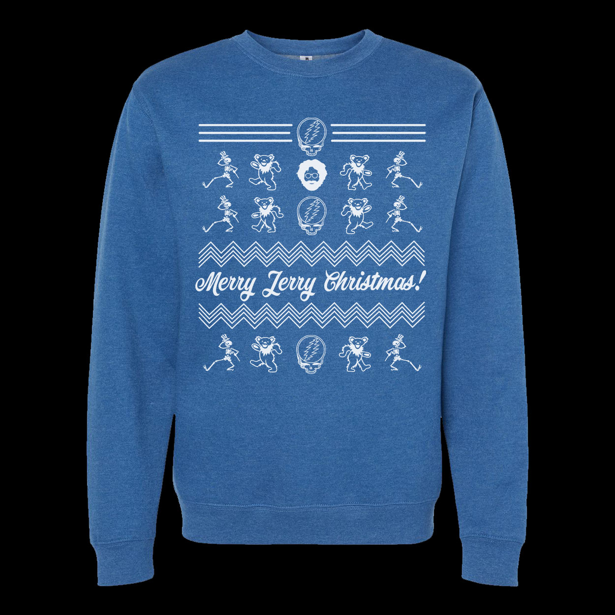 Grateful Christmas Crewneck Sweater Royal Heather Blue
