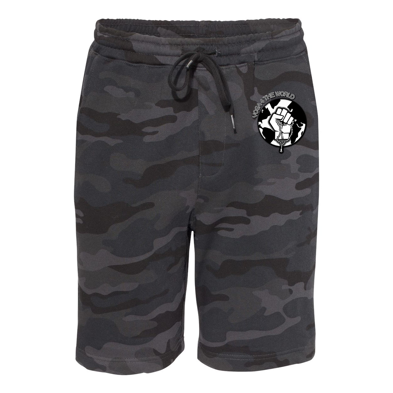Yoga4TheWorld Black Camo Fleece Shorts