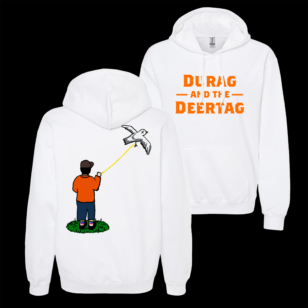 durag and deertag white kite hoodie
