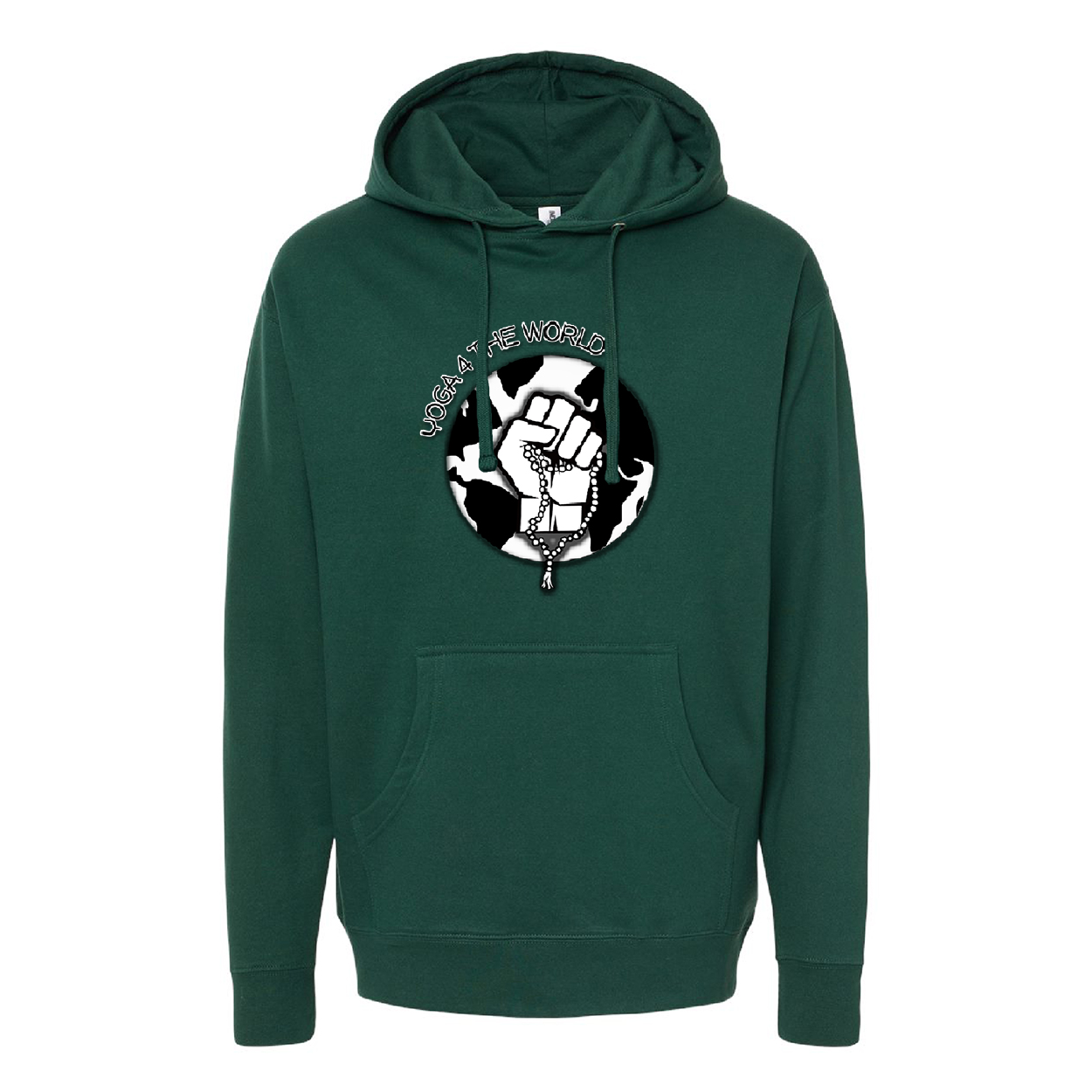 yoga 4 the world forest green hoodie