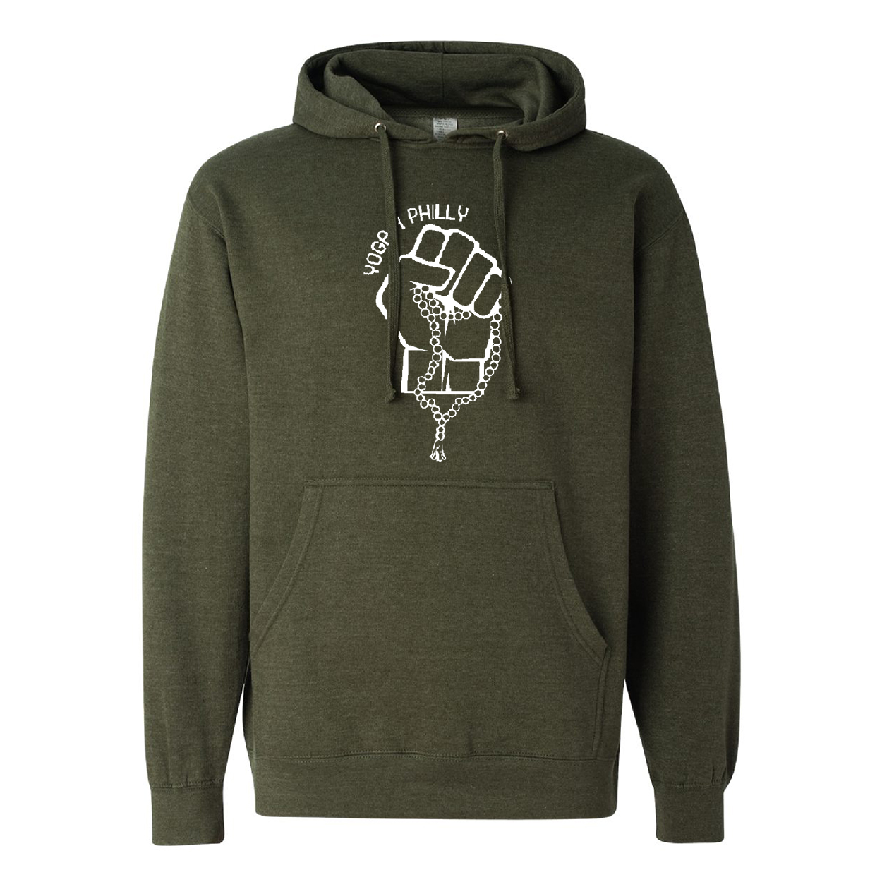 yoga4philly army heather hoodie