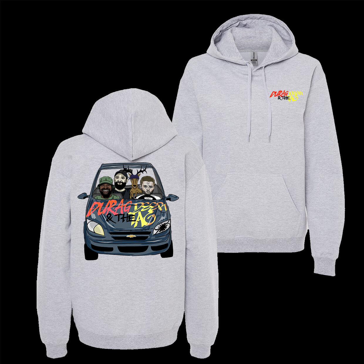 Grey Hoodie from the Durag and the Deer tag Podcast with the Hooptie design